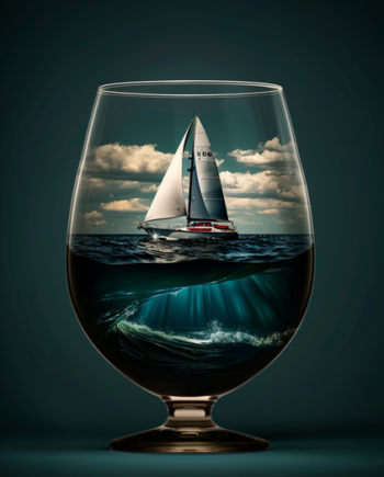 Surrealistisk Plakat 17 Sejlads   Glasset