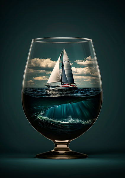 Surrealistisk Plakat 17 Sejlads   Glasset