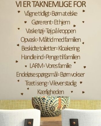 Taknemlige For Wallsticker