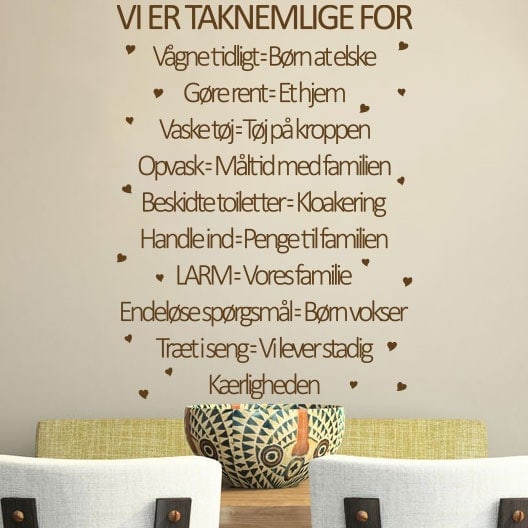 Taknemlige For Wallsticker