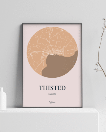 Thisted Plakaten Rundt Kort Guld 21 30 Cm  A4