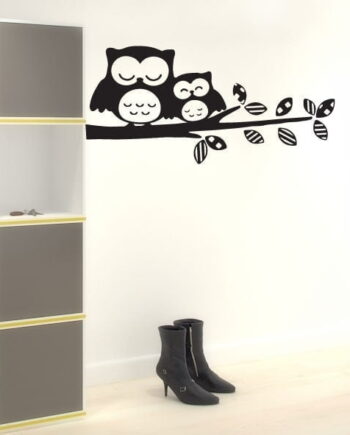 To Ugler Sover Wallsticker