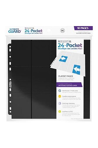 Ultimate Guard 24-pocket Pages Mappelommer Til Ringbind 11 Huller Side-loading Standard Size Black Sort 10