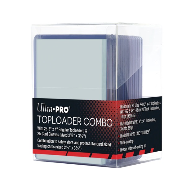 Ultra Pro Toploader Sleeves Combo Box: Clear Regular 35pt Box 25 Stk Toploaders Sleeves With Deckbox 15216