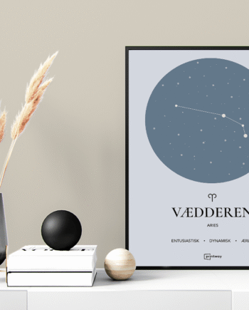 Vædderen Stjernetegn Plakat Havblå 70 100 Cm  B1