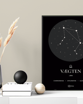 Vægten Stjernetegn Plakat Sort 60 84 Cm  A1