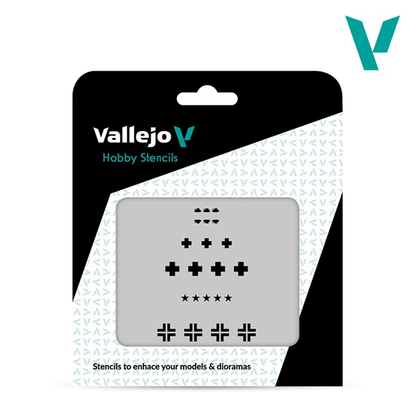 Vallejo Hobby Stencils: Assorted German Wwii Tank Marks 125x125mm