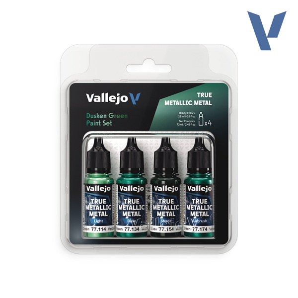 Vallejo Maling True Metallic Metal: Paint Set Dusken Green Colors
