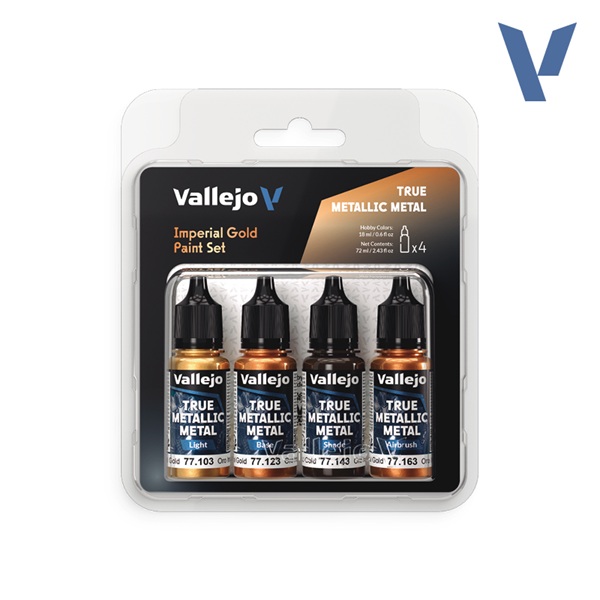 Vallejo Maling True Metallic Metal: Paint Set Imperial Gold Colors