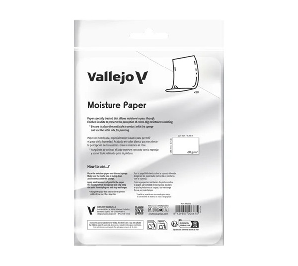 Vallejo Wet Palette Accesories: Moisture Paper 30 Sheets