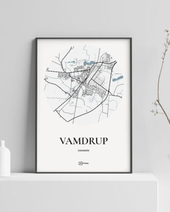Vamdrup Plakaten Rundt Kort Hvid 70 100 Cm  B1