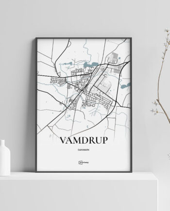 Vamdrup Plakaten Fuldt Kort Hvid 70 100 Cm  B1