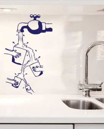 Vandhane Med Vand   Glas Wallsticker