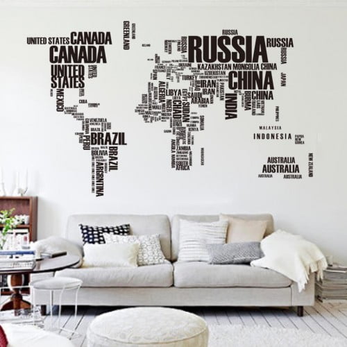 Verdenskort Med Landenavne Wallsticker