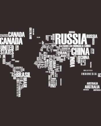 Verdenskort Wallsticker Med Landenavne  122x74cm  Hvid