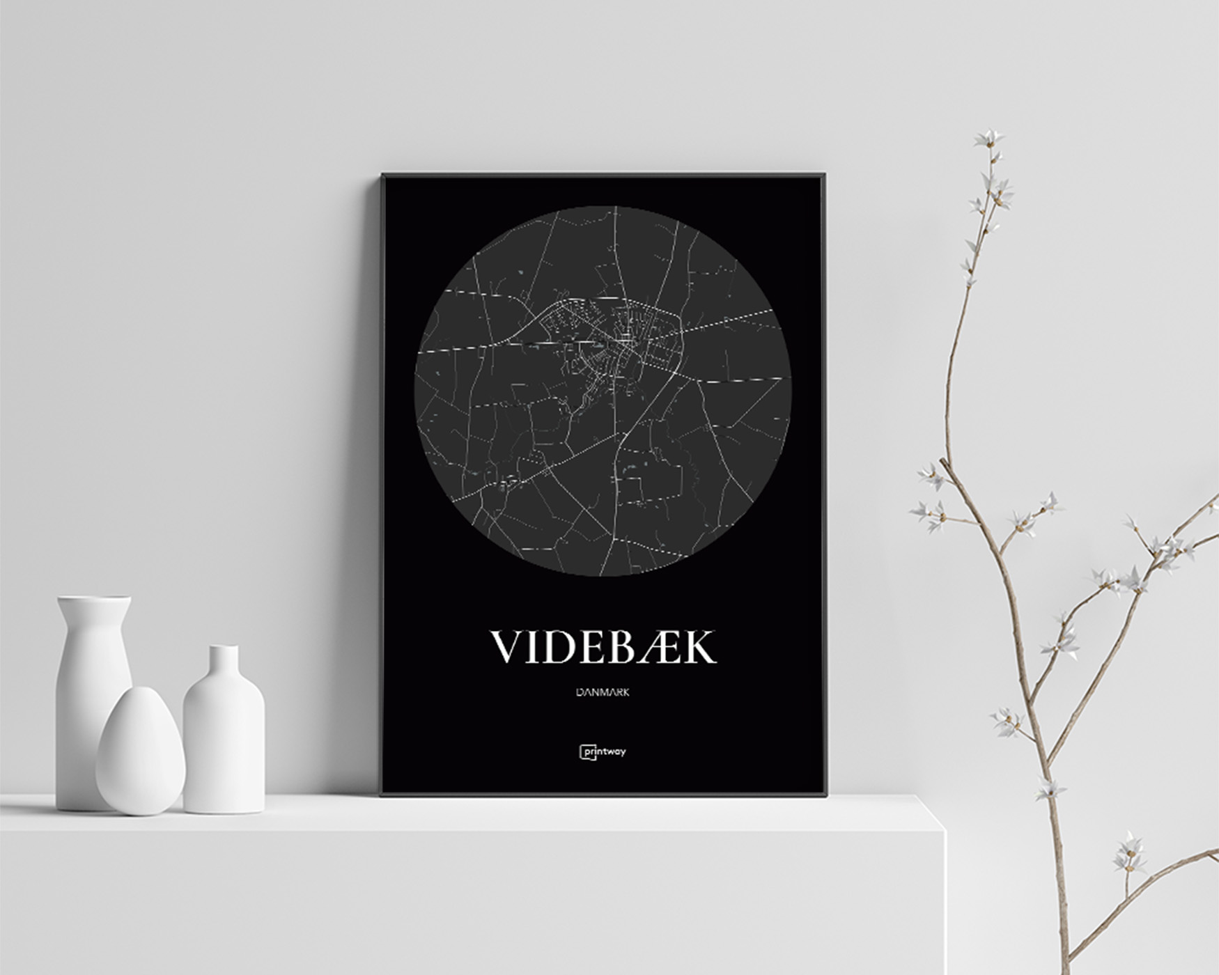 Videbæk Plakaten Rundt Kort Sort 70 100 Cm  B1
