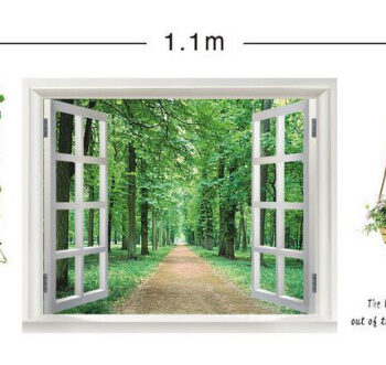 Vindue Wallsticker Med Skoven Som Nabo  110x60cm