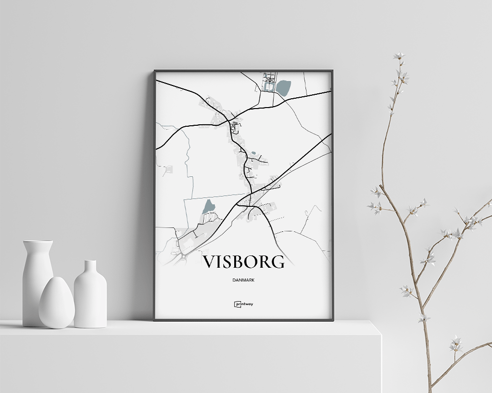 Visborg Plakaten Fuldt Kort Hvid 70 100 Cm  B1