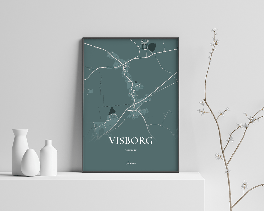 Visborg Plakaten Fuldt Kort Skovgrøn 70 100 Cm  B1