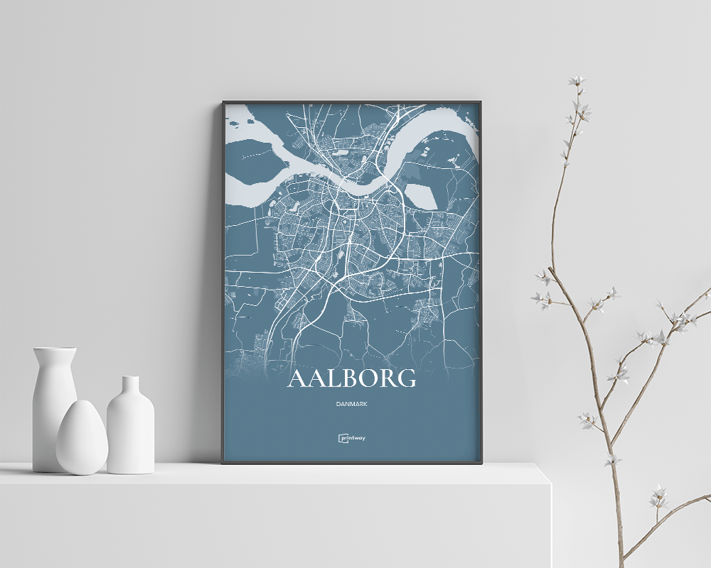 Aalborg Plakaten Fuldt Kort Havblå 70 100 Cm B1