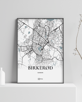 Birkerød Plakaten Fuldt Kort Hvid 60 84 Cm  A1