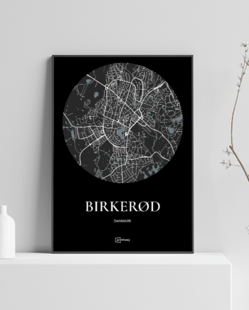 Birkerød Plakaten Rundt Kort Sort 30 42 Cm  A3