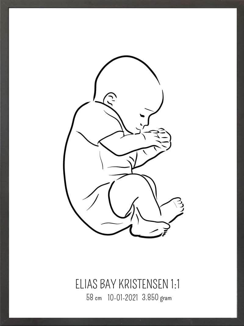 Birth Poster Fødselsplakat : Fosterstilling Blå
