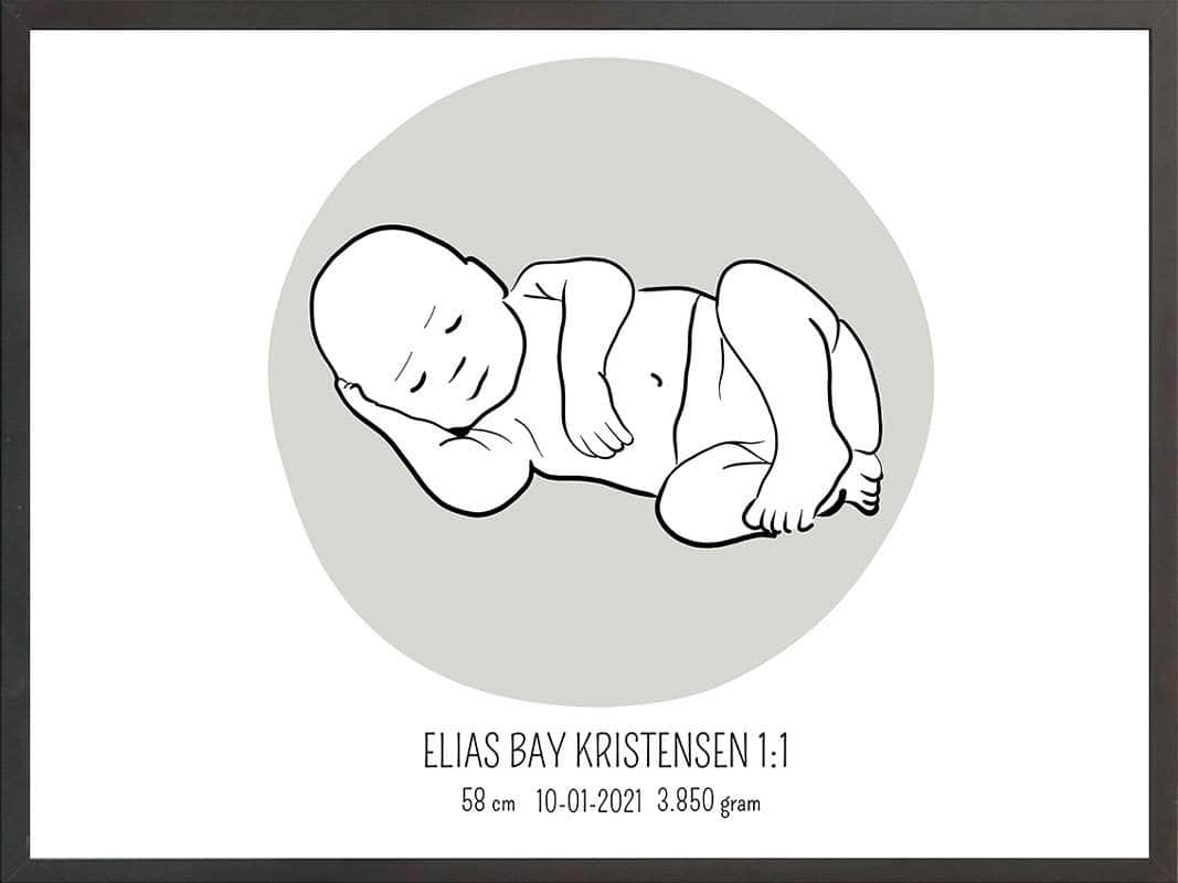 Birth Poster Fødselsplakat : Liggende Blå