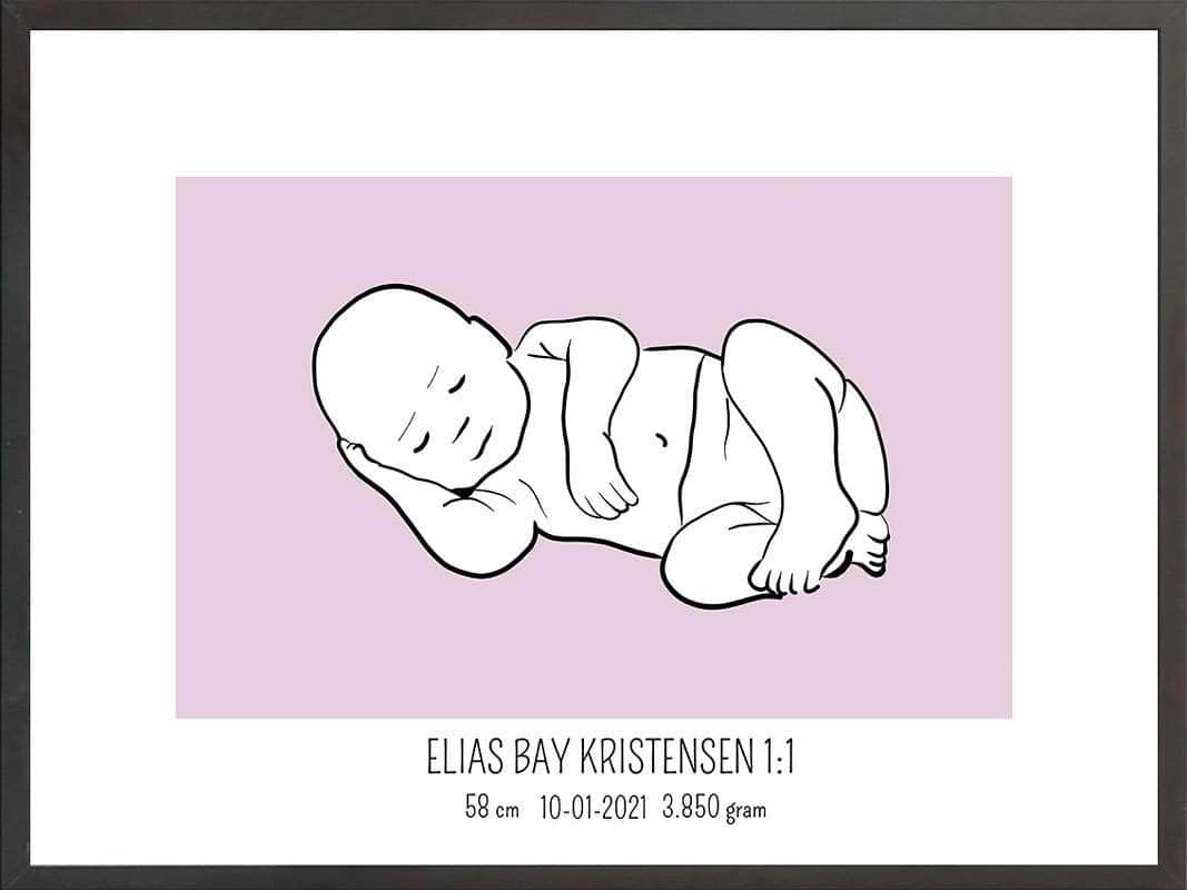 Birth Poster Fødselsplakat : Liggende Blå