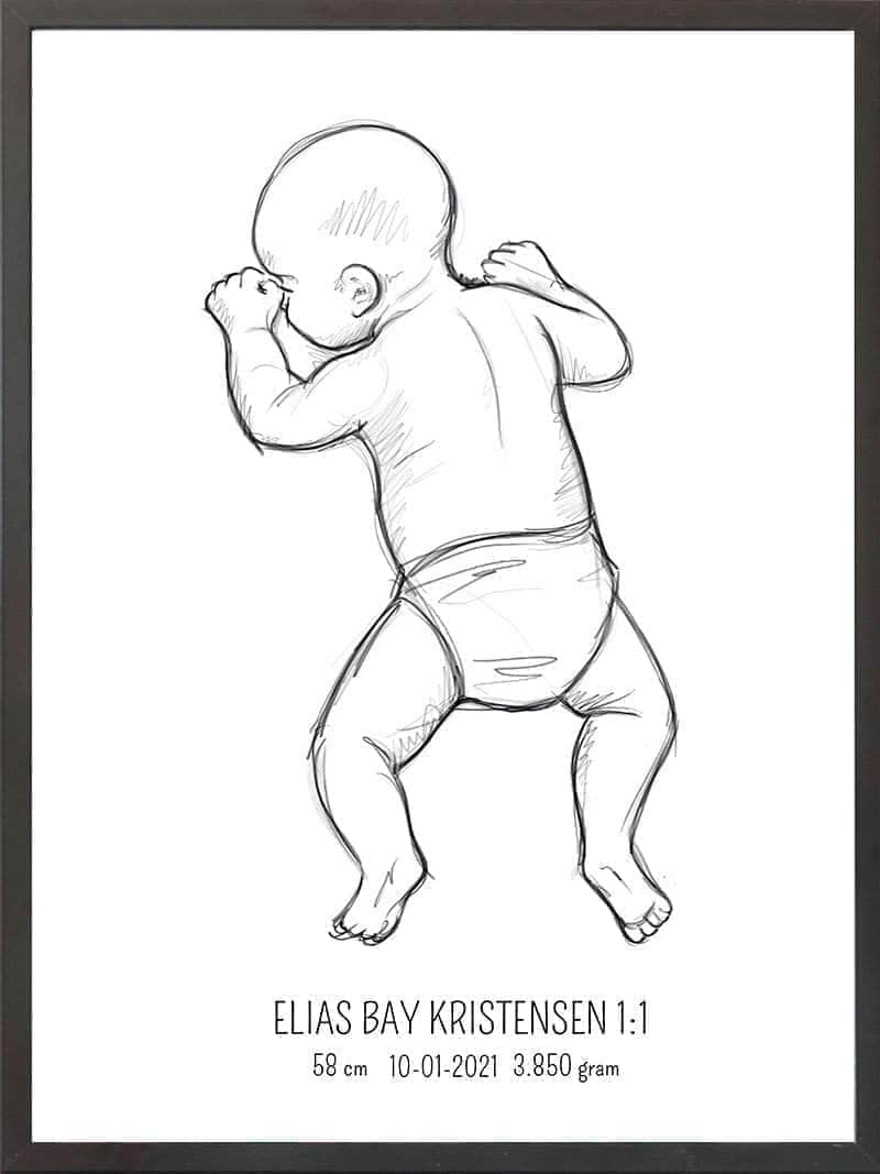 Birth Poster Fødselsplakat : På Maven Blå