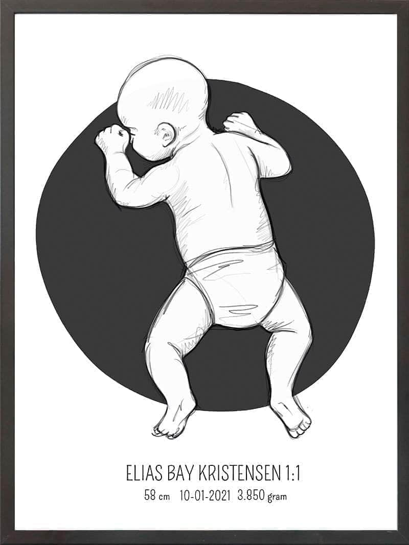 Birth Poster Fødselsplakat : På Maven Blå