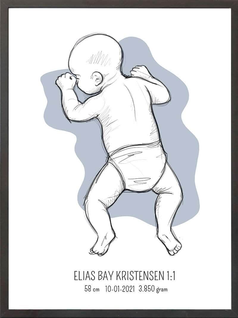 Birth Poster Fødselsplakat : På Maven Blå