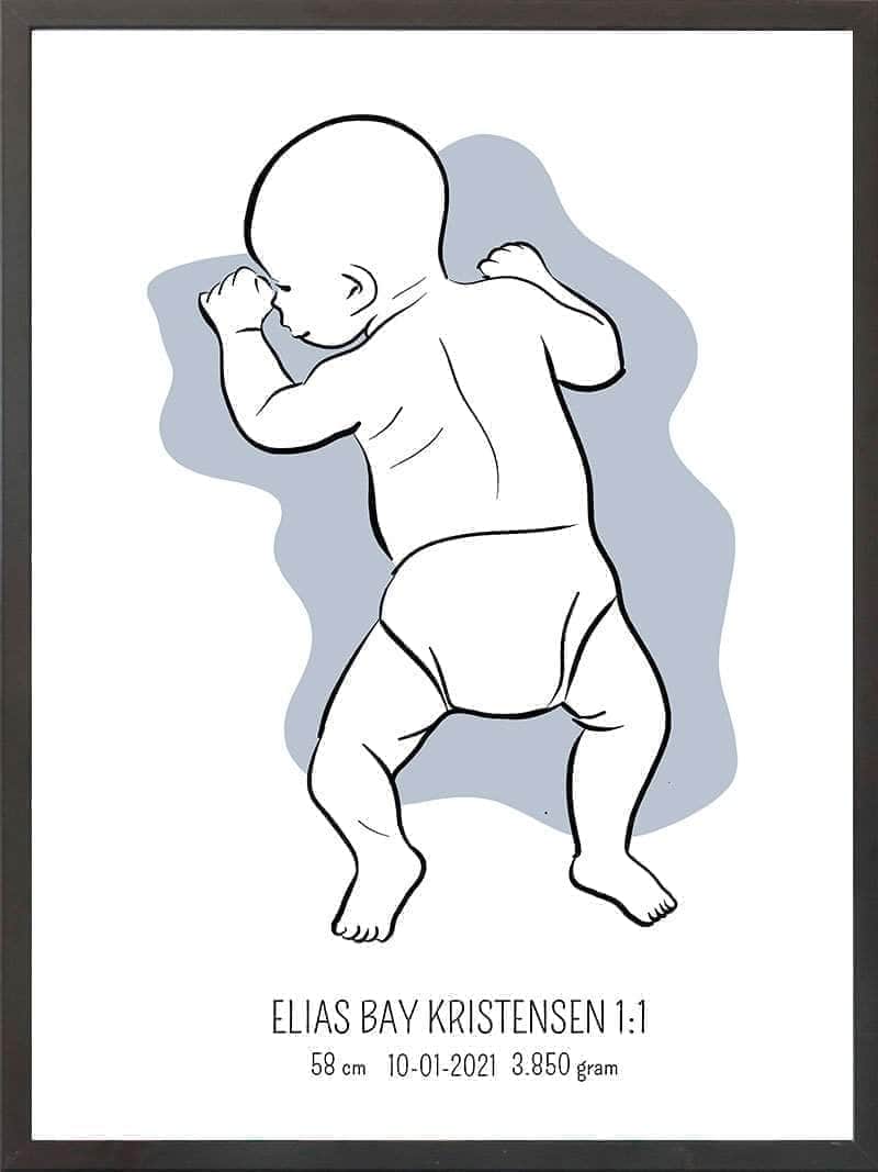 Birth Poster Fødselsplakat : På Maven Blå