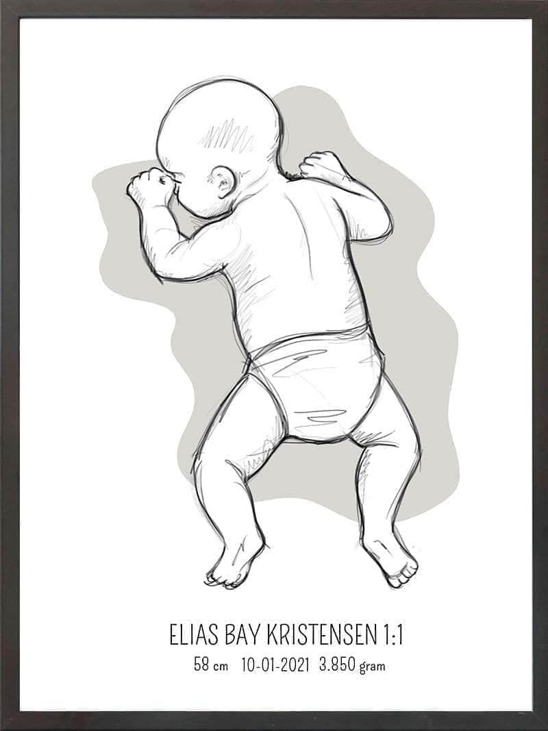 Birth Poster Fødselsplakat : På Maven Blå