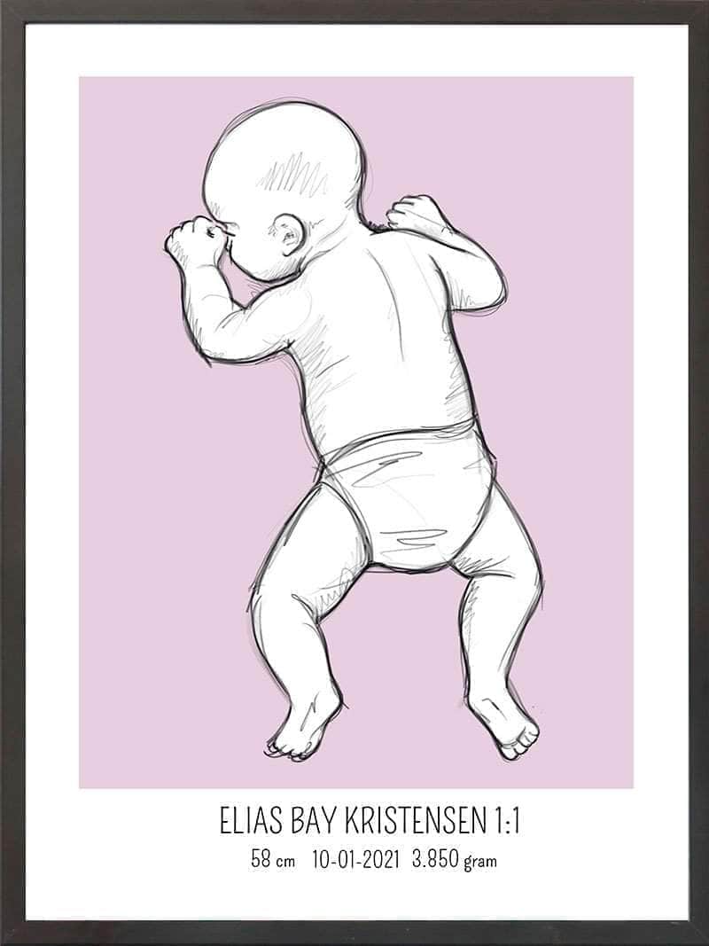 Birth Poster   Fødselsplakat  :  På Maven Lyserød