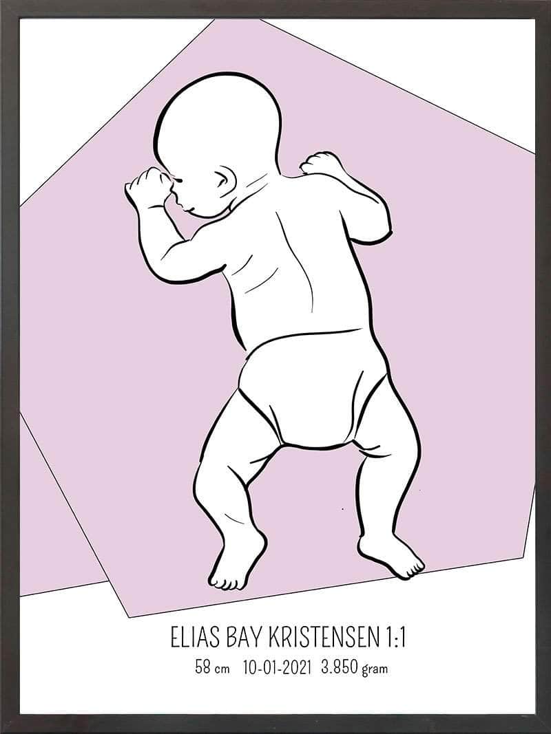 Birth Poster   Fødselsplakat  :  På Maven Lyserød