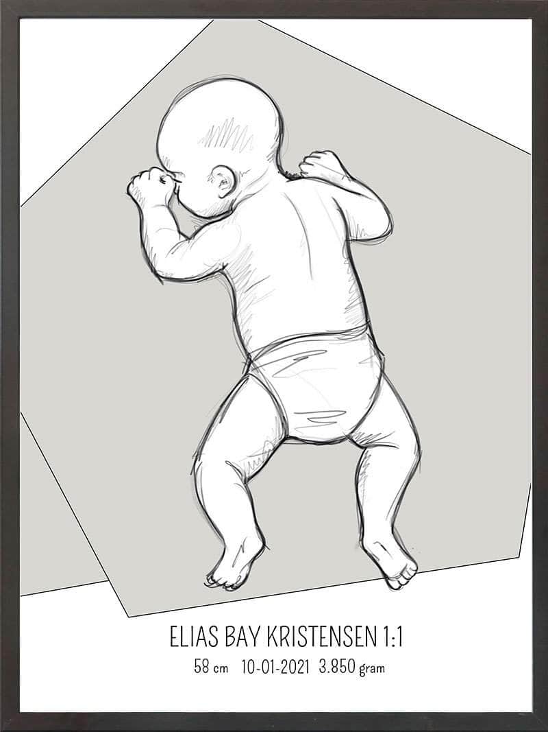 Birth Poster   Fødselsplakat  :  På Maven Lyserød