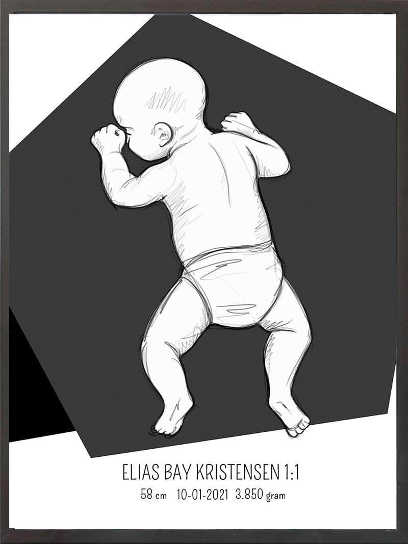 Birth Poster Fødselsplakat : På Maven Lyserød