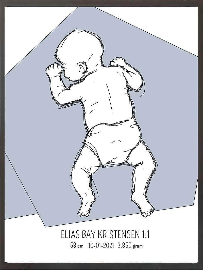 Birth Poster Fødselsplakat : På Maven Lyserød