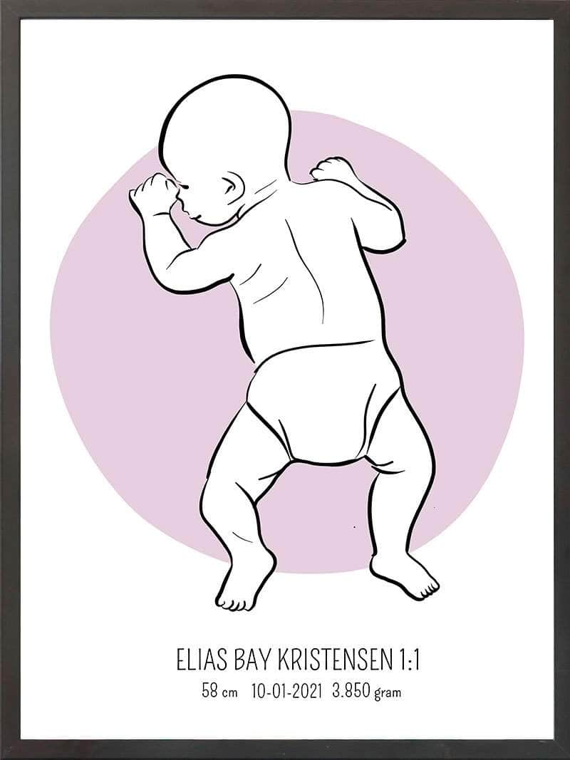 Birth Poster Fødselsplakat : På Maven Lyserød