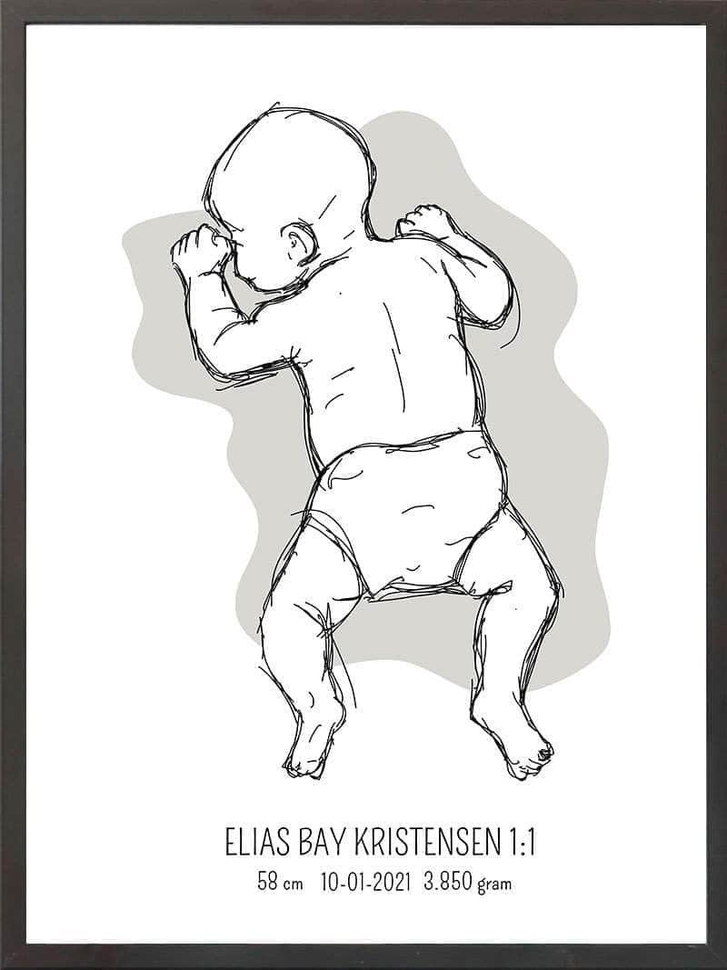 Birth Poster Fødselsplakat : På Maven Lyserød