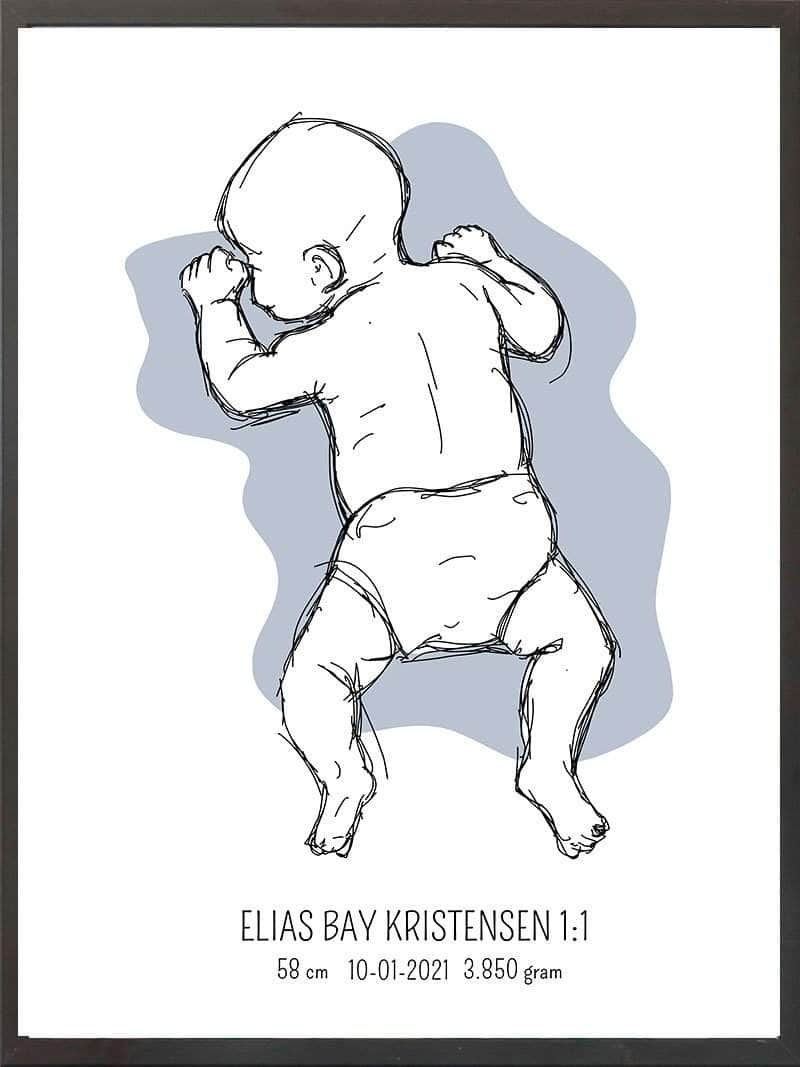 Birth Poster Fødselsplakat : På Maven Lyserød