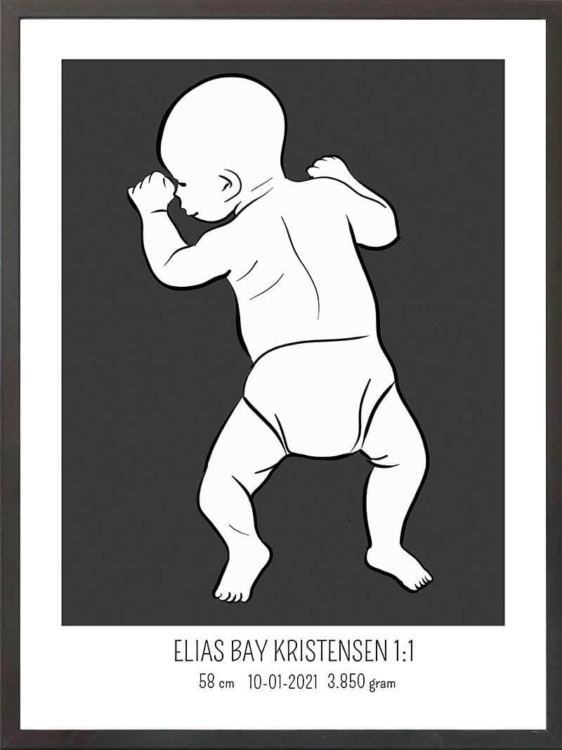 Birth Poster   Fødselsplakat  :  På Maven Lyserød