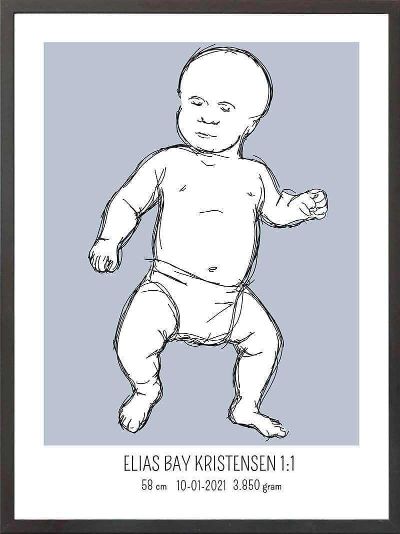Birth Poster Fødselsplakat : Tumling Blå