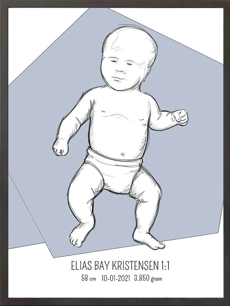 Birth Poster Fødselsplakat : Tumling Blå