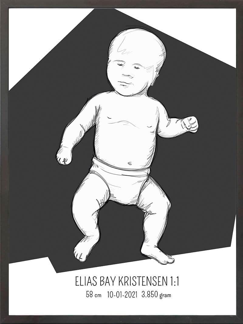 Birth Poster Fødselsplakat : Tumling Blå