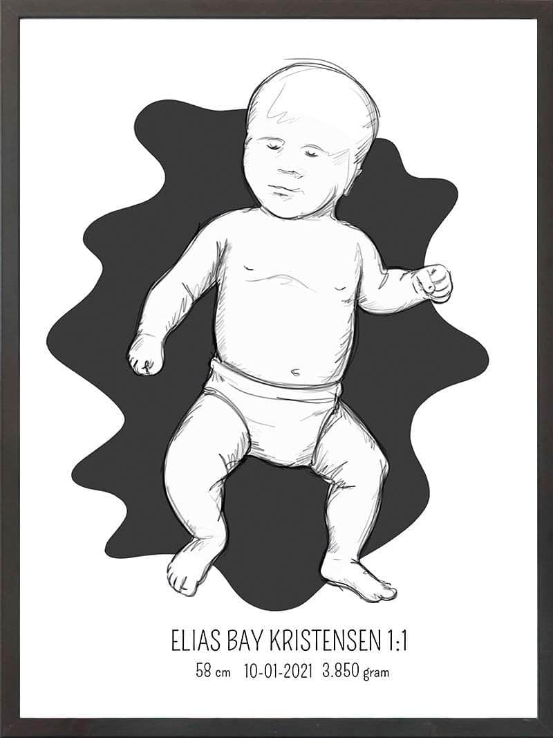 Birth Poster Fødselsplakat : Tumling Blå