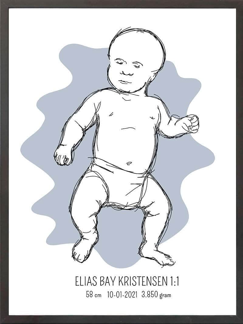 Birth Poster Fødselsplakat : Tumling Blå