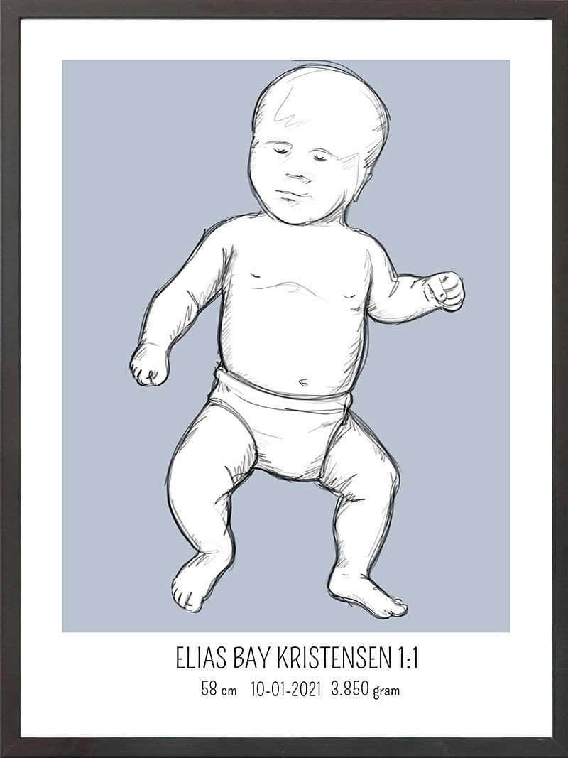 Birth Poster Fødselsplakat : Tumling Blå