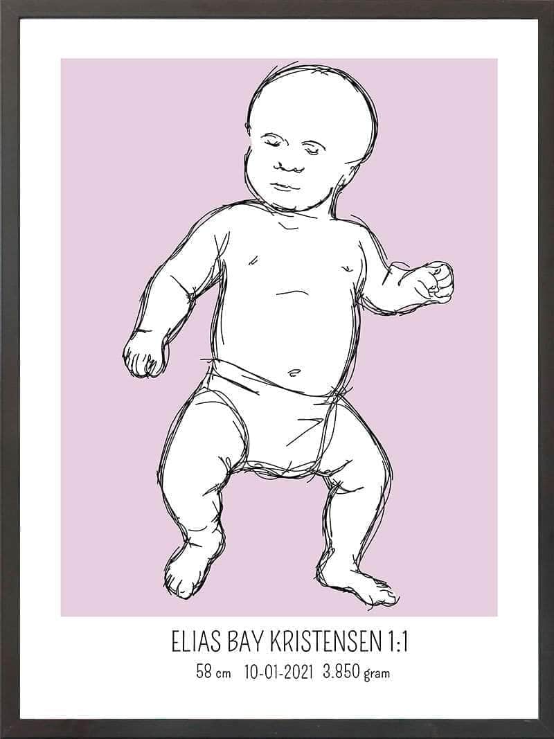 Birth Poster Fødselsplakat : Tumling Lyserød